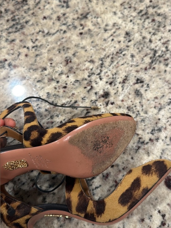 Aquazzura Shoes - Aquazzura Leopard-Print Ankle-Tie Heels in Yellow and Brown